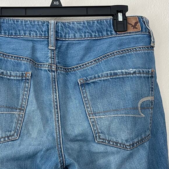 American Eagle Tomgirl Distressed Patchwork Straight leg Jeans grunge skater 6 - Picture 10 of 14